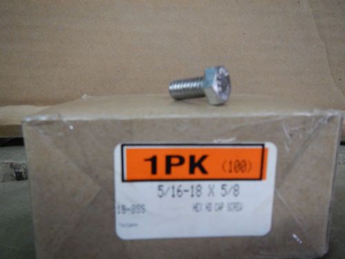 5/16 -18 x 5/8 18-8ss stainless steel hex head cap bolts full thread 100 qty