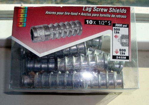 Nib cobra anchors 245m 1/2&#034;  lag screw shield box of 10 for sale