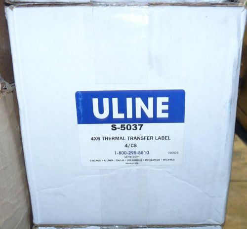 New case of 4 u-line s-5037 4x6 industrial thermal transfer label 1,000 per roll for sale