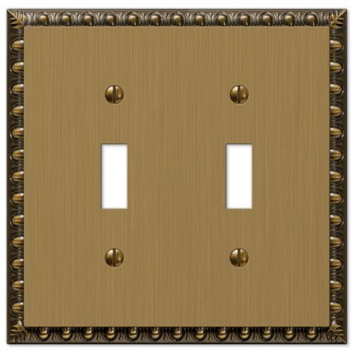 New amertac 90ttbb egg &amp; dart brushed brass cast wall plate  2 toggle for sale