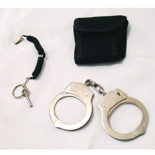 Police Handcuffs Double Lock REAL Hand Cuffs W/ 2 Keys+case