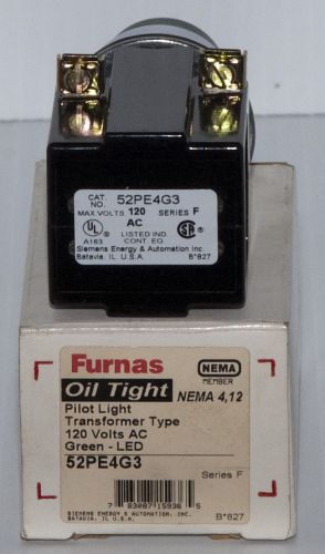 Furnas 52PE4G3 120V Green LED Oil Tight Pilot Light Transformer Type