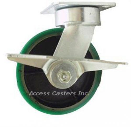 4pklcsb 4&#034; x 2&#034; kingpinless swivel caster with brake, poly on cast iron wheel for sale
