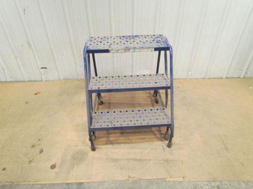 Louisville 3 step rolling safety ladder 24&#034;wide 29&#034;tall warehouse for sale