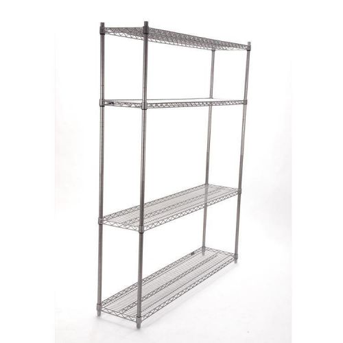 Gray Powder Coated Wire Shelving  Unit 4 Shelves/4Post 14x60x74