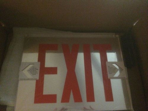 Encore UNO Brushed Aluminum LED Edgelit Universal Face 8 in. Red Letters Exit Si