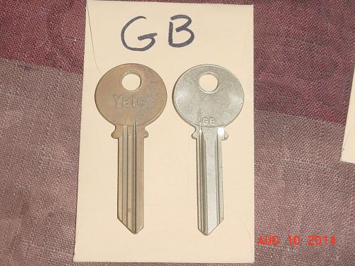 2 VINTAGE KEY BLANKs Original YALE  &#034; GB &#034; keyway LOCKSMITH NOS locksmith