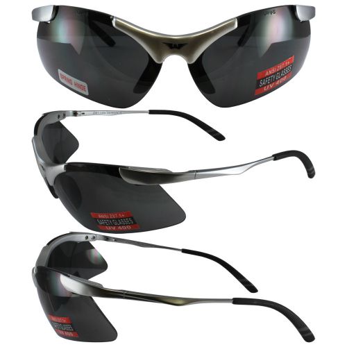 Lightning Safety Glasses Firm Metal Frame with Smoke Lenses Meet ANSI Z87.1 Spec