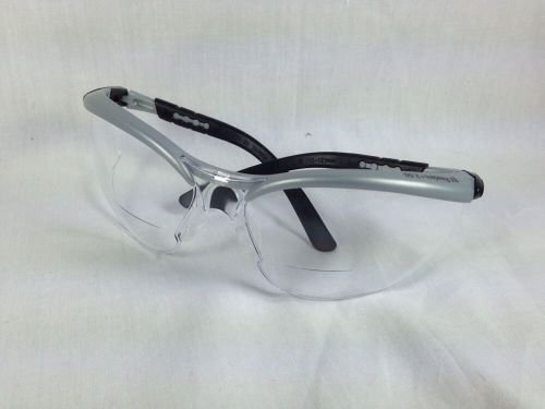 3M Reader +2.5 Diopter Safety Glasses  Silver/Black Frame  Clear Lens