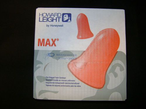 Howard Leight MAX-30 corded foam ear plugs, hearing protection