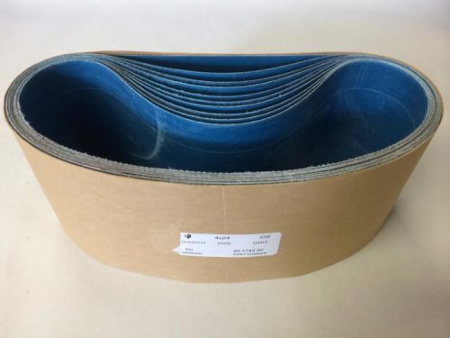 Set of 10 Silicone Carbide Wet / Dry 220 grit 4&#034; x 24&#034; Abrasive Sanding Belts