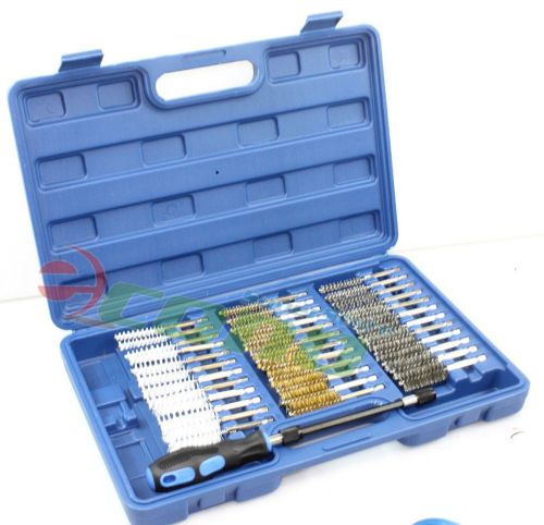 38pc Industrial Quality Wire Brush Set Extra Long Reach Clean Pipe Abrasives Kit