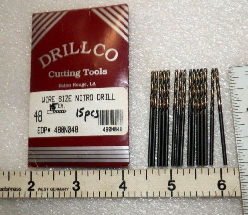 15 ea  #48 drill bits No. 48, Flute length 1&#034; Drillco Nitro 480N048 ((LOC12))