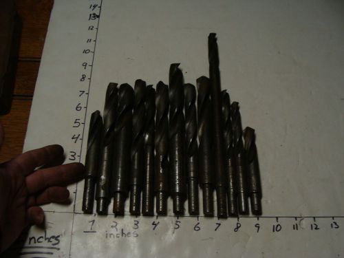 Vintage machinist drill bits--lot of 13, Morse, Whitman, Cleveland, NPTD, etc
