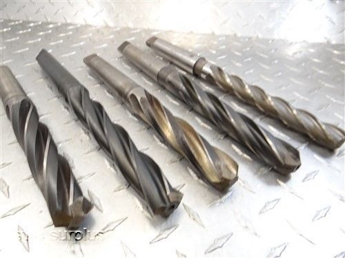 LOT OF 5 HSS 3MT CORE DRILLS 13/16&#034; TO 1-1/32&#034; A.T.M ITW HERCULES