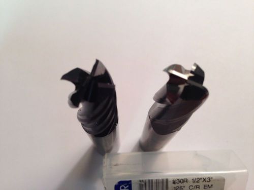 2 New GARR 1/2&#034; Solid Carbide End Mills Lot Great Roughing &amp; Finishing Combo