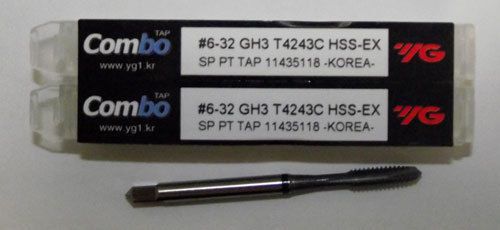 3pc 6-32 YG1 Combo Tap Spiral Point Taps for Multi-Purpose Coated