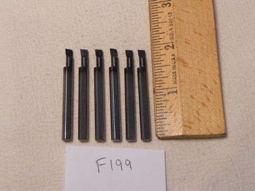 6 USED SOLID CARBIDE BORING BARS. 3/16&#034; SHANK. MICRO 100 STYLE. B-160400 (F199}
