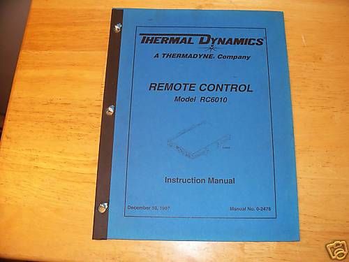 Thermal Dynamics RC6010 instruction manual