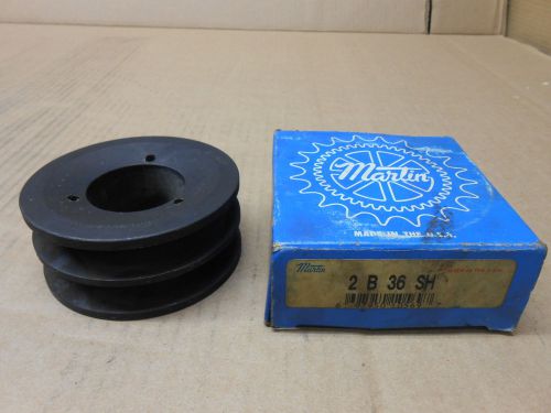 1 nib martin 2b36sh 2-b-36-sh bushing bore v-belt pulley 2 gooves 3.95&#034; for sale