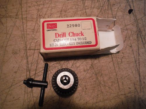 Vintage sears craftsman drill chuck in the box with key 1/2-20 for sale