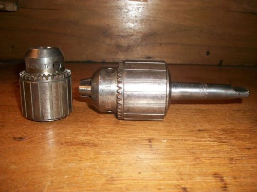 Two jacobs chuck 6b 0-1/2 plus 3a 1/8-5/8 w/jacobs no.2 morse taper for sale