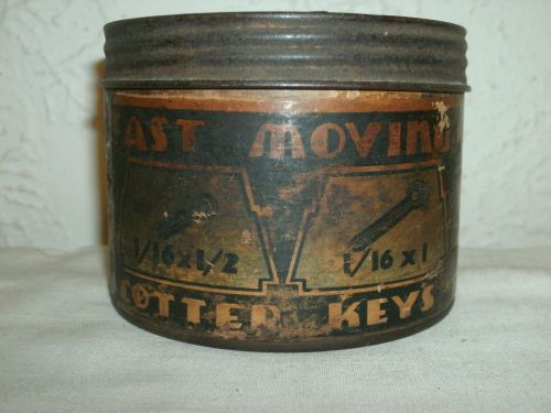 Cotter pin container old vintage paper metal screw on lid holds 6 different size