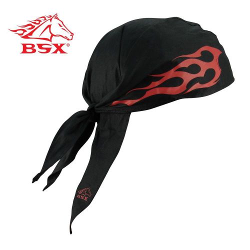 Revco Black Stallion BC5D-BK BSX Doorag, Black w/ Red Flames and Logo