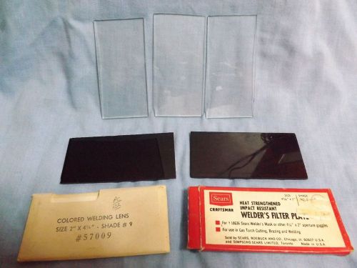 New old stock welding helmet replacement glass lot - 5 pcs -2 tint - 3 clear for sale