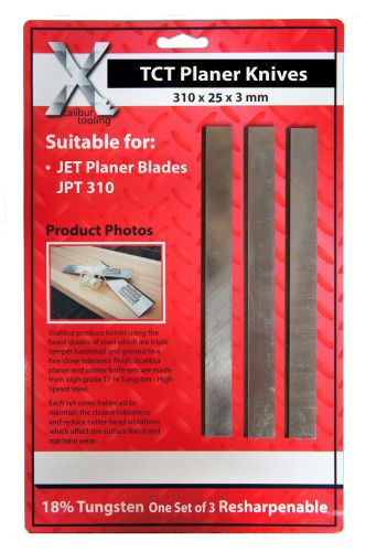 Jpt310 12&#034; carbide jet planer blades  1setof 3 blades  310 x 25 x 3   310253tct for sale