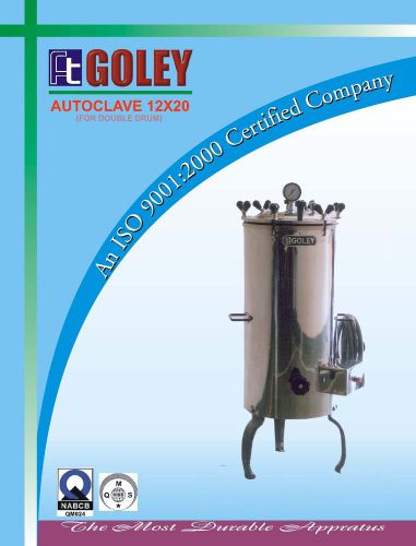Vertical autoclave stainless steel size 12&#034; x 20&#034; ( 300 mm x 500 mm ) goley plus for sale