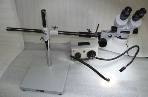 Meiji emz-5 stereo zoom microscope w/ bifurcated 150w fiber optic light source for sale