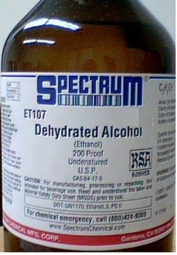 Spectrum Ethanol, dehydrated alcohol, 200 Proof, 99.9% Undenatured, USP, 60mL