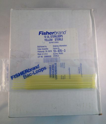 Fisherbrand 10 UL Steriloops Yellow Sterile 96/PK 10/EACH 960 Cat. No. 13-070-3