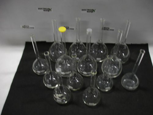 Lot of 13 volumetric flask pyrex 5580 5581 kimax 500ml 1000ml 1l labrayory glass for sale