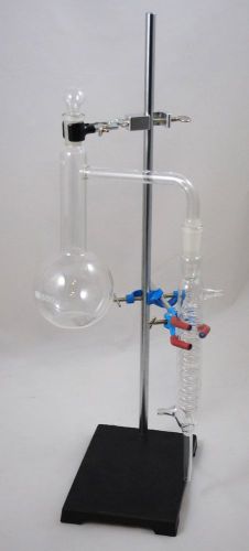 Distillation apparatus w support stand lab glass 19/38 for sale