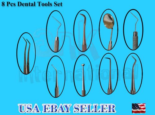 8Pcs Dental Mirror / Scaler Kit Double Ended Instruments Student Kit  Lose Pack
