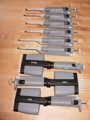 Set of 9 Pipetman/Pipets Single and Multi-channel  XL3000i Denville Rainin