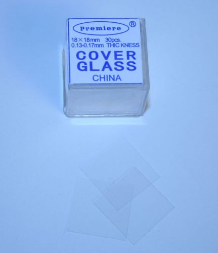 Microscope slide cover glass - 100 pieces/pack - #1 thickness (.13-.17mm thick) for sale