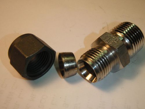 Tylok  stainless 3/8 npt x 3/8 inch tube connector lot of five pcs for sale