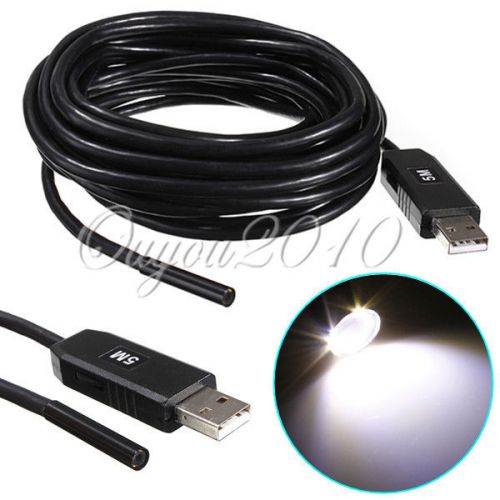 5M Cable 5.5mm Dia 6 LED USB Endoscope Borescope 1080*720 Inspection Camera