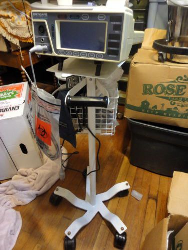 Criticare Patient Monitor (Model 507E) with stand on wheels + cords and supplies