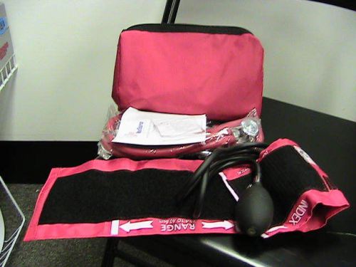 Med source stethoscope kit, bp cuff and stethoscope, matching, red, *new* for sale