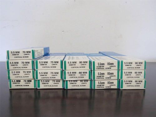 Lot of 16 new in box zimmer cortical screws 5.5mm diameter 70mm to 90mm #3 for sale
