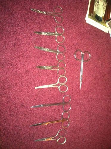 9 Surgical Scissors  3.5 To 4.5&#034; Curved  And Straight