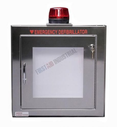 Recessed aed cabinet - 14&#034; x 14&#034; x 7&#034; - alarm - strobe - stainless steel finish for sale