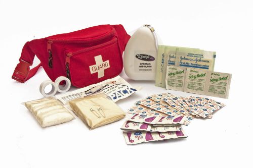 Red first aid kit fanny back life guard bag belt pouch 7.25&#034; x 4.5&#034; x 3&#034; for sale