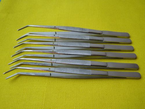 Lot of 6 pcs-college dental tweezer 6&#034; angled,ear forceps veterinary for sale