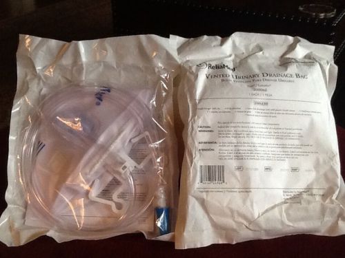 New&amp;sealed!lot of 2,reliamed vented urinary drainage bag-2000ml,zrnd2000r for sale