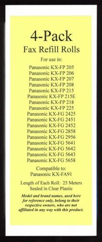 4-pack of KX-FA91 Fax Refills for Panasonic KX-FP215 KX-FP215E KX-FP218 KX-FP225